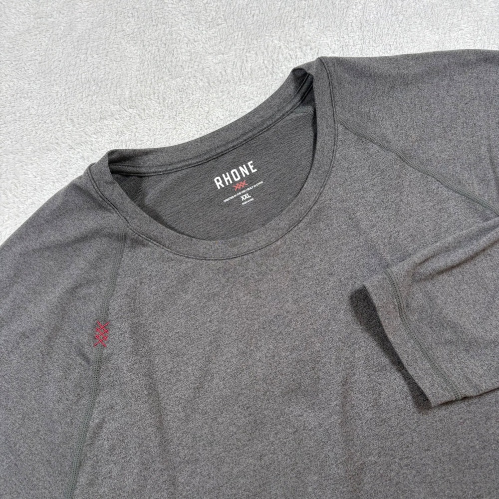 Rhone Reign Long Sleeve Training Shirt Charcoal Heather Grey XXL Mens Casual Gym